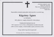 Elhunyt Kígyóssy Ágnes